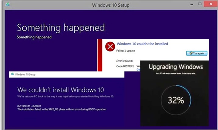 windows 10 upgrade fails